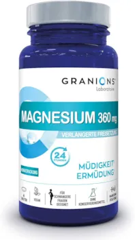 GRANIONS MAGNESIUM 360 mg + Vitamin B6 - Hoch bioverfügbares Bisglycinat - Verlängerte Freisetzung 24H - 3 Wirkungen: STRESS, SCHLAFSTÖRUNG, ANTI-MÜDIGKEIT - Schwangere Frauen - 60 Tabletten