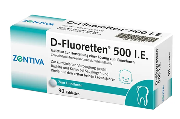 Produktbild von Bewertung Zentiva D-Fluoretten® 500 I.E. Vitamin D Rachitis- und Kariesprophylaxe bei Säuglingen und Kindern in den ersten beiden Lebensjahren