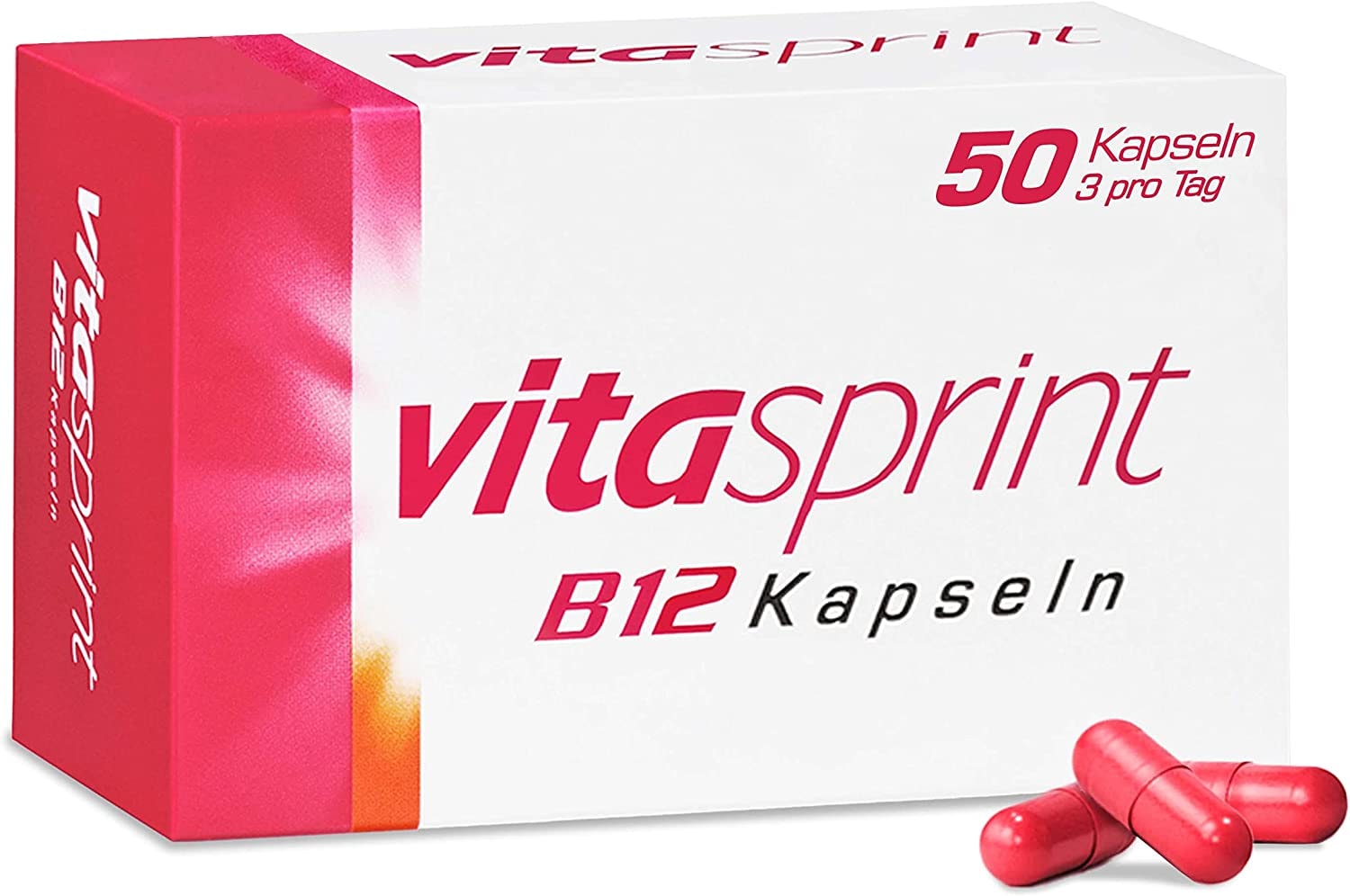Produktbild von vitasprint B12 Kapseln, 50 St. – Mit viel Vitamin B12 zur Besserung des Allgemeinbefindens, für mehr Energie und weniger Müdigkeit und Erschöpfung