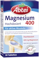 Produktbild von Abtei Magnesium 400 - Magnesiumtabletten hochdosiert - Tabletten zur Aktivierung und Aufrechterhaltung der Muskelfunktionen, vegan - 30 Tabletten