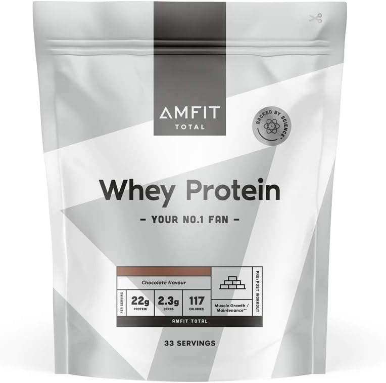 Produktbild von Bewertung Amfit Nutrition Molkeproteinpulver Molkenproteinkonzentrat und Molkenproteinisolat Schokolade
