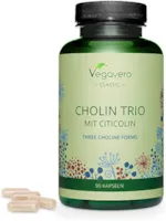 Produktbild von Vegavero CHOLIN Kapseln EINZIGARTIG: 3 Formen Cholin aus L-Cholin Bitartrat, Citicolin (CDP Cholin) & Phosphatidylcholin | Leber & Fettstoffwechsel* | VEGAN | Ohne Zusätze | 90 Kapseln