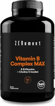 Produktbild von Zenement Vitamin B Komplex Max, 365 Tabletten | 8 B-Vitamine + Cholin & Inositol | Vollständigste und höchste Dosis | Vegano | von Zenement