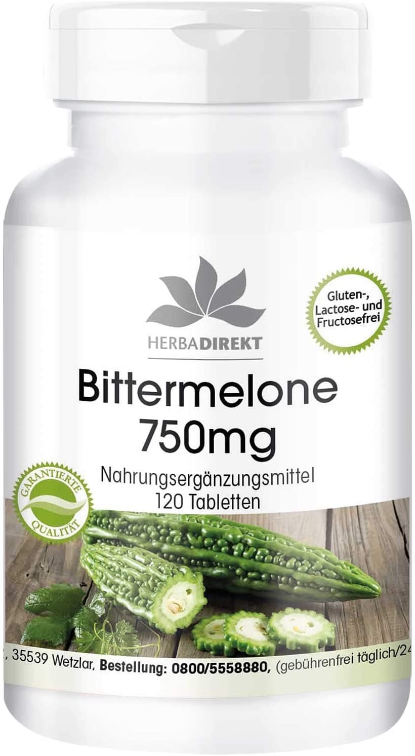 Produktbild von herba direct Bittermelone 750mg hochdosiert vegan 120 Tabletten mit Chrom