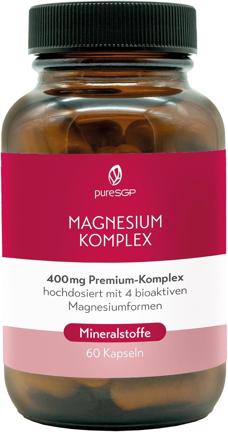 Produktbild von Bewertung pureSGP Magnesium Komplex 400 mg reines Premium Magnesium aus 4 hochwertigen Magnesiumformen Pharmazeutische Expertise aus Deutschland Hohe Bioverfügbarkeit Labor geprüft hochdosiert vegan