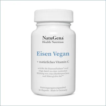 Produktbild von Bewertung NatuGena Eisen Vegan und natürliches Vitamin C zur Steigerung des Eisengehaltes im Blut 90 Kapseln