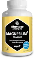 Produktbild von Bewertung Vitamaze amazing life Magnesium Komplex hochdosiert 350 mg elementares Magnesium mit 24h Depot-Effekt 180 Tabletten vegan Magnesium-Citrat-Carbonat-Oxid ohne Zusatzstoffe Made in Germany