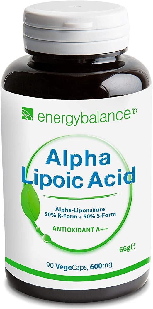 Produktbild von EnergyBalance Alpha-Liponsäure - Kapseln mit Antioxidantien - Thioctsäure - für Vegetarier - Vegan, Glutenfrei - 90 VegeCaps à 600 mg