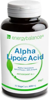 Produktbild von EnergyBalance Alpha-Liponsäure - Kapseln mit Antioxidantien - Thioctsäure - für Vegetarier - Vegan, Glutenfrei - 90 VegeCaps à 600 mg