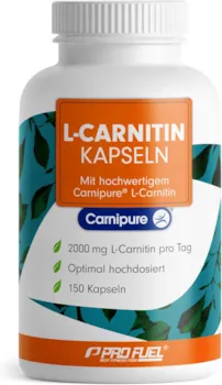Produktbild von Bewertung L-Carnitin hochdosiert 2250 mg ProFuel Carnipure L-Carnitin Kapseln mit L-Carnitin-Tartrat Premium-Rohstoff Carnipure von Lonza ohne unerwünschte Zusätze laborgeprüft mit Zertifikat vegan