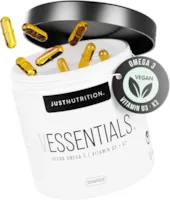 Produktbild von JUST NUTRITION Omega 3 vegan mit Vitamin D3 & K2 - 120 Kapseln hochdosiert mit 1400mg Algenöl pro Tagesdosis - 630mg EPA & DHA - 100% pflanzlich