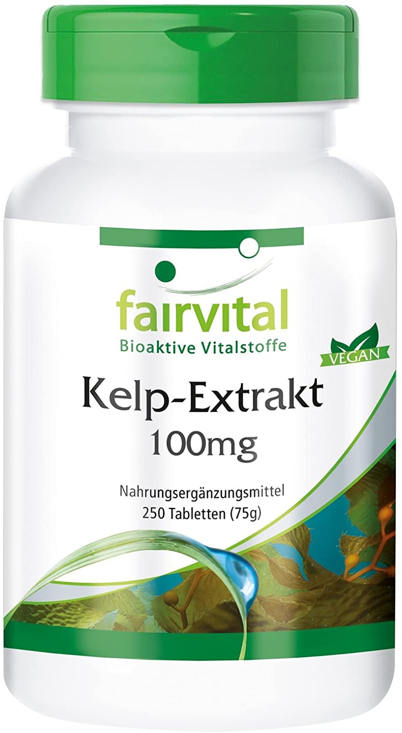 Produktbild von fairvital - Kelp Tabletten - 150mcg natürliches Jod aus Braunalgen Extrakt - HOCHDOSIERT - 250 Tabletten - Vegan