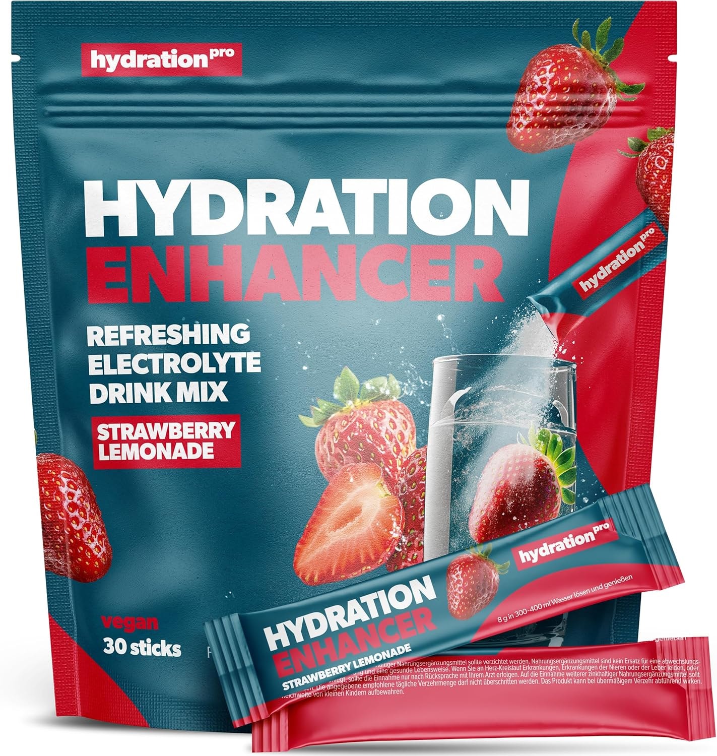 Produktbild von Bewertung HydrationPro® Elektrolyte Pulver 30 Sticks mit 9 Vitaminen & Nährstoffen Electrolytes Vegan & produziert in Deutschland