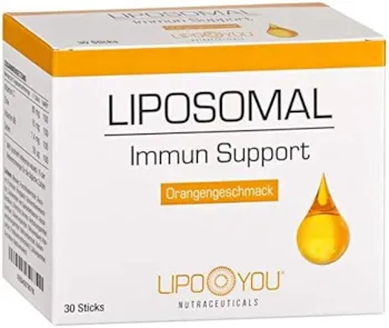 Produktbild von LIPO YOU LIPOSOMAL Immun Support, Flüssig-Sticks mit Vitamin C, Zink, Selen und Vitamin B6, für ein funktionierendes Immunsystem, bei Müdigkeit und Erschöpfung, mit Orangen-Geschmack