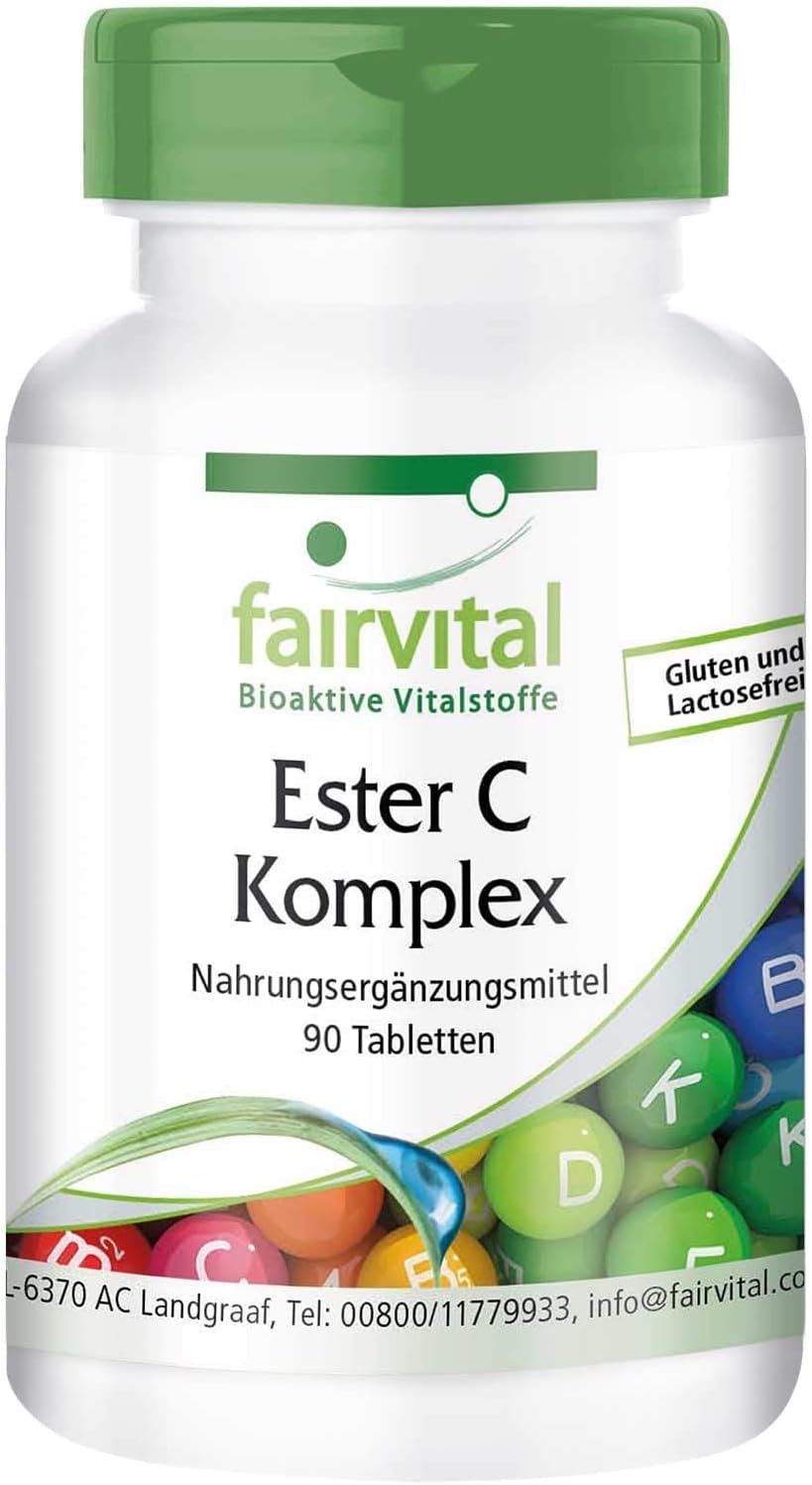 Produktbild von Bewertung fairvital Ester C 500mg Vitamin C Komplex mit Bioflavonoiden HOCHDOSIERT VEGAN gepuffertes Vitamin C 90 Tabletten magenfreundlich