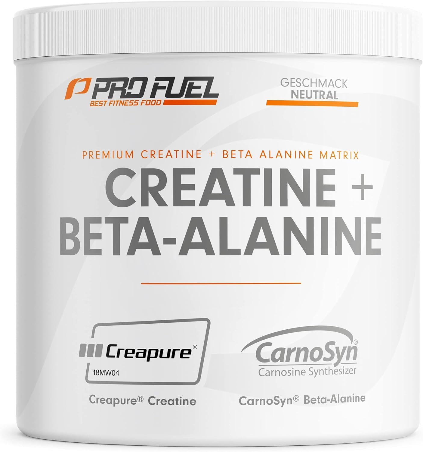 Produktbild von Bewertung ProFuel Creatin Monohydrat Beta-Alanin 300g Premium Creapure Creatin 5g CarnoSyn Beta-Alanin 5g pro Portion ultra hochdosiert für Kraftsport & Bodybuilding Made in Germany geschmacksneutral