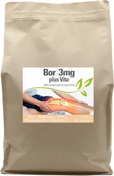 Produktbild von Cellavita Bor 3mg plus Vita Kapseln / Tabletten mit Bambus als Siliciumquelle, Magnesiumcitrat, Traubenkernextrakt (OPC), Acerola Fruchtpulver (Vitamin C) Boron | (500 Kapseln)