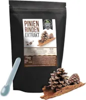 Produktbild von Bewertung Extrakt Manufaktur Hamburg Pinienrindenextrakt OPC PULVER 100g PULVER ohne Zusätze laborgeprüft hochdosiert 100% vegan & in Deutschland abgefüllt
