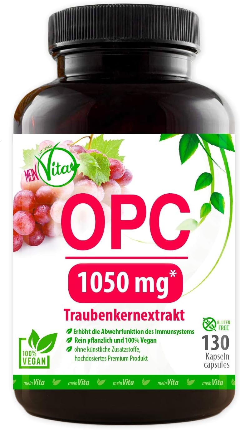 Produktbild von Bewertung MeinVita OPC Traubenkern Extrakt 1050 mg OPC hochdosiert Tagesportion 100% Vegane Kapseln 1er Pack (1 x 81 g)