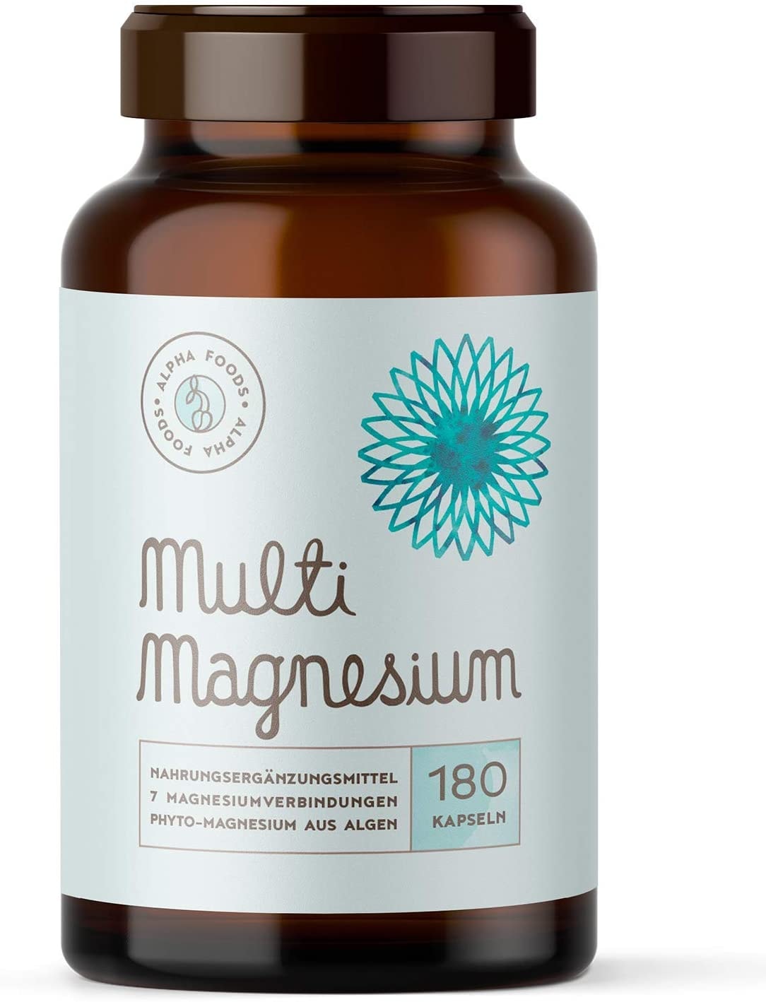 Alpha Foods - Multi-Magnesium - 180 Kapseln - Vegan, hochdosiert - 7 bioaktive Magnesium-Quellen, Mit Phyto-Magnesium - 2140mg Magnesium und 300mg elementares Magnesium pro Tagesdosierung