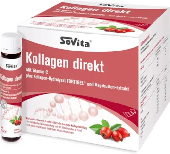 SoVita Kollagen mit Vitamin C plus Kollagen-Hydrolysat Fortigel® und Hagebutten-Extrakt Nahrungsergänzungsmittel | 30 x 25 ml