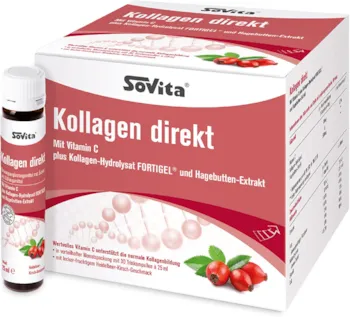 Produktbild von SoVita Kollagen mit Vitamin C plus Kollagen-Hydrolysat Fortigel® und Hagebutten-Extrakt Nahrungsergänzungsmittel | 30 x 25 ml