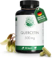 GREEN NATURALS Quercetin 180 Kapseln á 500mg aus deutscher Herstellung 100% Vegan & Ohne Zusätze Vorrat für 6 Monate