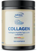 Produktbild von Bewertung Wehle Sports Collagen Kapseln 300 Stück hochdosiert 4500mg bioaktives Kollagen Hydrolysat Peptide pro Tagesdosis Wehle Sports made in Germany Kollagen Typ 1, 2 & 3