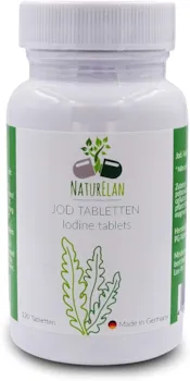 Produktbild von NaturElan - Jod Tabletten - 150µg Iod aus Kaliumiodid - 120 Tabletten in Arzneimittelqualität, vegan, allergenfrei - 100% Tagesbedarf pro Tablette - wichtig für eine normale Funktion der Schilddrüse
