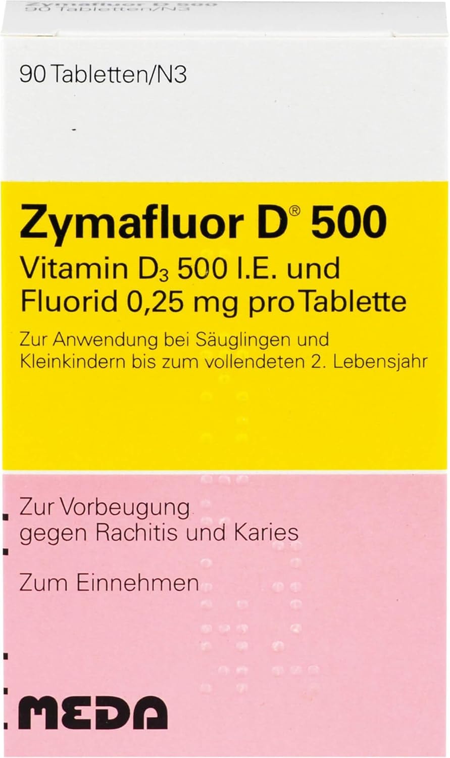 Produktbild von Bewertung Zymafluor Vitamin D 500 Tabletten mit Natriumfluorid 90 St PZN 03665071 Zur Vorbeugung gegen Rachitis und Karies bei Säuglingen und Kleinkindern