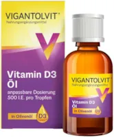 Produktbild von Bewertung VIGANTOLVIT Öl Vitamin D3 Tropfen in Olivenöl unterstützt Knochen Muskeln und Immunsystem anpassbare Dosierung 500 I.E. pro Tropfen 306 Tropfen pro Flasche