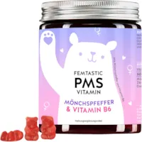 Produktbild von Bears with Benefits PMS Menstruationsbeschwerden Gummies Mönchspfeffer Vitamin B6 Dong Quai Extrakt Vitamin B6 trägt zur Regulierung deines Hormonhaushalts bei vegan Monatsvorrat Femtastic PMS Vitamin Bears with Benefits
