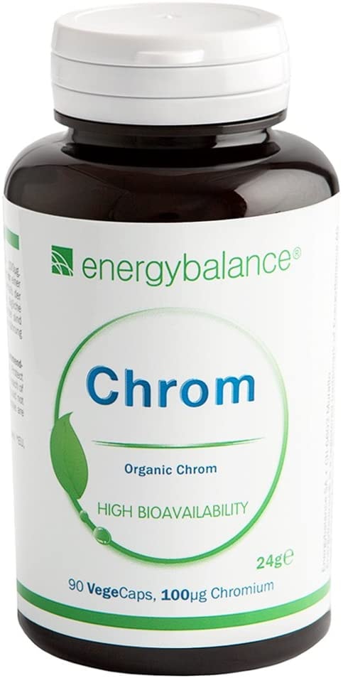 Produktbild von EnergyBalance Chrom Organisch Natural - Kapseln mit Chromhefe und Kurkuma - bei Histaminintoleranz, Blutzuckerspiegel - Vegan, ohne Zusätze - 90 VegeCaps à 100 µg