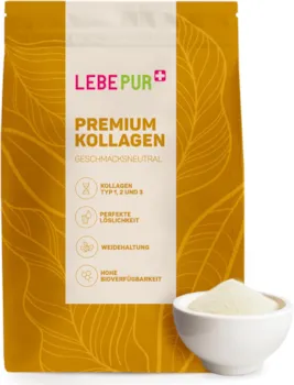 Produktbild von Bewertung LEBEPUR Kollagen Pulver 550g ohne Zusatzstoffe BIO zertifiziert bioaktives Kollagen Hydrolysat frei von Hormonen und Antibiotika, Peptide Typ 1, 2, 3, Beautykollagen, super löslich, geschmacksneutral