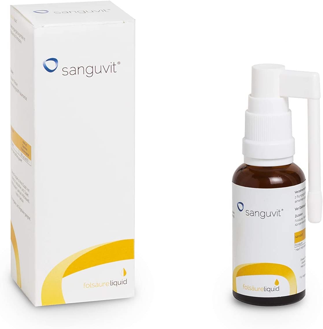 Produktbild von sanguvit Folsäure Liquid Nahrungsergänzung mit Folsäure als Spray (30 ml)