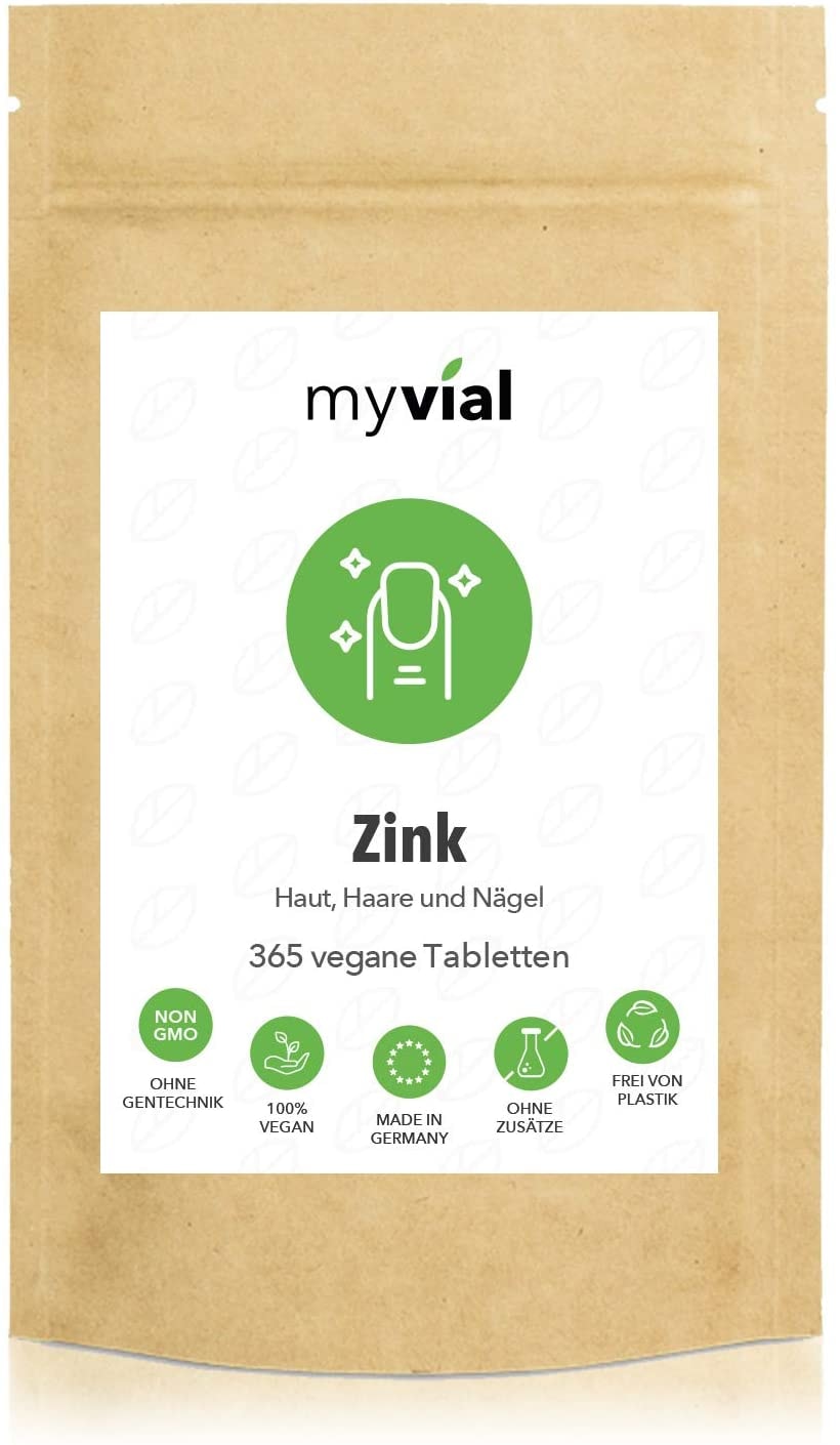 myvial® 365 Zink Tabletten hochdosiert im Jahresvorrat | 25mg elementarem Zink pro Tablette | Premium: Zink-Bisglycinat | Vegan | Ohne Zusätze | Plastikfrei verpackt