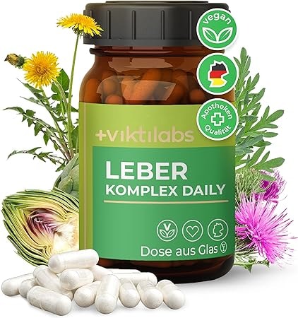 Produktbild von Bewertung viktilabs Leber Komplex Daily vegan mit Mariendistel Artischocke Löwenzahn Cholin laborgeprüft ohne Zusätze 120 Kapseln Mariendistel Kapsel hochdosiert