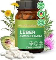 Produktbild von Bewertung viktilabs Leber Komplex Daily vegan mit Mariendistel Artischocke Löwenzahn Cholin laborgeprüft ohne Zusätze 120 Kapseln Mariendistel Kapsel hochdosiert