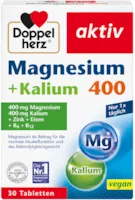Produktbild von Doppelherz Magnesium + Kalium 400 – Magnesium und Kalium als Beitrag für die normale Muskelfunktion – 30 Tabletten