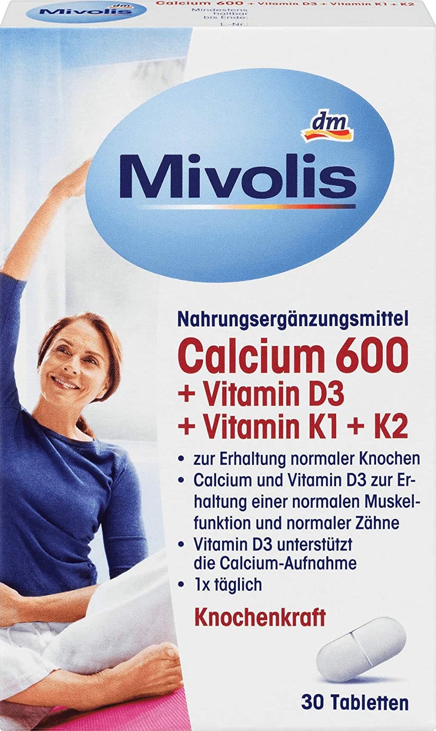 Produktbild von Mivolis Das gesunde Plus Calcium 600 + Vitamin D3 + K, Tabletten Gluten + Laktosefrei (1erPack) 01x30Stk