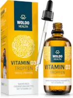 Produktbild von WoldoHealth Vitamin D3 flüssig hochdosiert laborgeprüfte 1.000 I.E pro Tropfen – 50ml D 3 1800 Tropfen