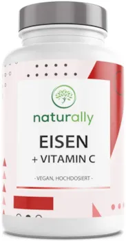 naturally Eisentabletten mit Vitamin C - 180 Tabletten - 20mg Eisen und 80mg Vitamin C