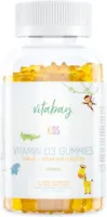 Produktbild von Vitabay Vitamin D3 1000 IE Gummies • 120 vegane Gummibärchen für Kinder • Mit Orangen Geschmack • Ohne Gelatine • Aus Flechten gewonnen • Made in Germany