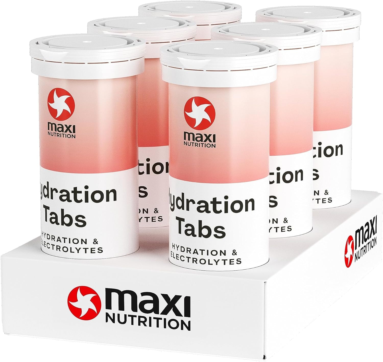 Produktbild von Bewertung MaxiNutrition Hydration Tabs Pink Grapefruit 6er Pack Elektrolyte Tabletten für erfrischendes Fitnessgetränk Regenerierung des Mineralhaushalts zuckerfrei vegan ohne künstliche Aromen