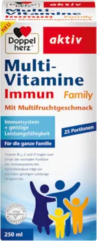 Produktbild von Doppelherz Multivitamine Immun Family – 11 Vitamine + Magnesium sofort trinkfertig mit Multifruchtgeschmack – 250ml