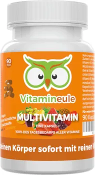 Vitamineule - Multivitamin Kapseln - Qualität aus Deutschland - hochdosiert - vegan - laborgeprüft - für Kinder geeignet - ohne Jod/Zusätze - alle A-Z Vitamine - kleine Kapseln statt Tabletten - Vitamineule®