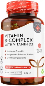Produktbild von nutravita Vitamin B-Komplex Alle 8 B-Vitamine in 1 Tablette Vitamin B1, B2, B3, B5, B6, B12, Biotin, Folsäure & Vitamin D3 Premium: Mit aktiven Vitamin B-Formen Hochdosiert