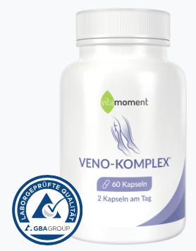 Produktbild von Bewertung vitamoment Veno-Komplex Kapseln Vitamin C Mangan Kupfer OPC Cumarin Thiamin Rutin Blutgefäße Bindegewebe Zellschutz