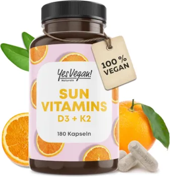 Yes Vegan Vitamin D3 K2 Omega 3 mit Calcium Magnesium und Zink - 180 Kapseln 5000 IE - Vitamin d hochdosiert - O3-D3-K2 (1 Stück (1er Pack))