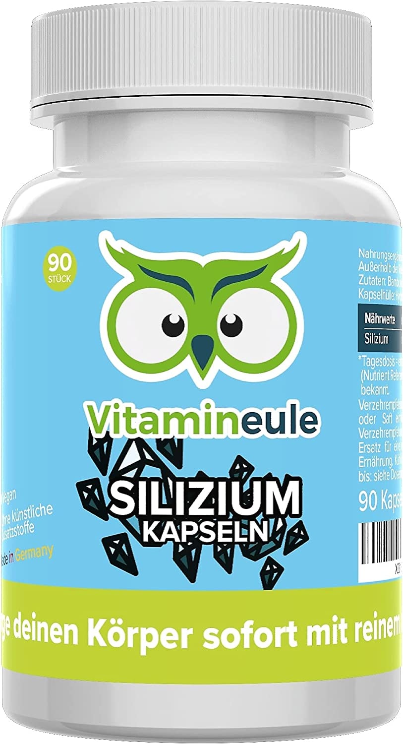 Produktbild von Vitamineule - Silizium Kapseln - hochdosiert - 100mg Silicium aus Bambus-Extrakt - Qualität aus Deutschland - laborgeprüft - vegan - natürlich - ohne Zusätze - Kieselsäure Kapseln statt Tabletten - Vitamineule®